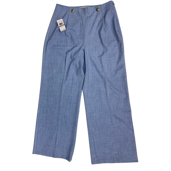 MICHAEL Michael Kors NWT Wide Leg Pants Chambray Women 12 Menswear Look - Picture 1 of 6